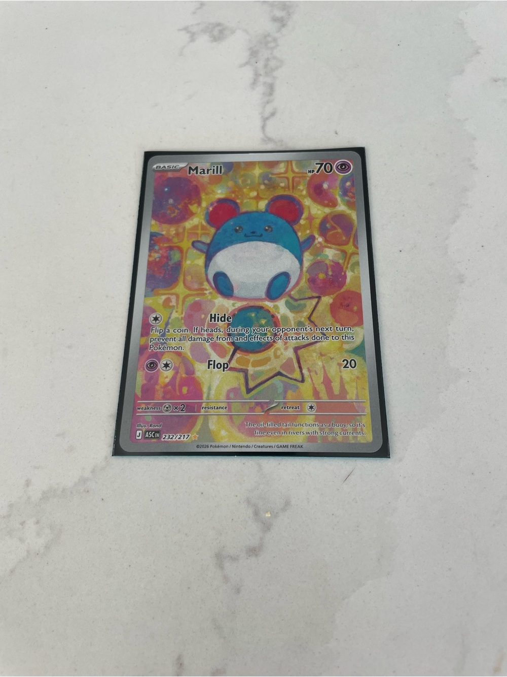 Pokemon Marill Holo Card With Dragonite Art Sleeve Cute Collectible